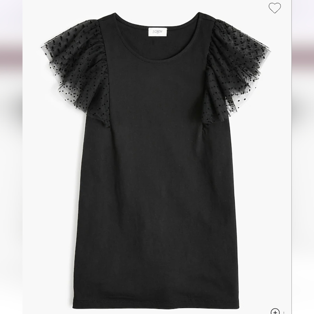 J.Crew 100% Cotton Polka Dot Ruffle Sleeve Black Tank In Size XL, New With Tags